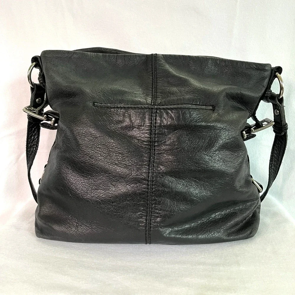 The Sak Leather Medium Handbag Crossbody Option Black Buttery Luxery Clean